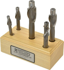 Weldon - 1/4 to 1/2" Socket Head Cap Screw Compatible, High Speed Steel, Solid Pilot Counterbore Set - Exact Tooling