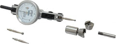 Fowler - 0.06 Inch Range, 0.0005 Inch Dial Graduation, Horizontal Dial Test Indicator - 1 Inch White Dial, 0-15-0 Dial Reading - Exact Tooling