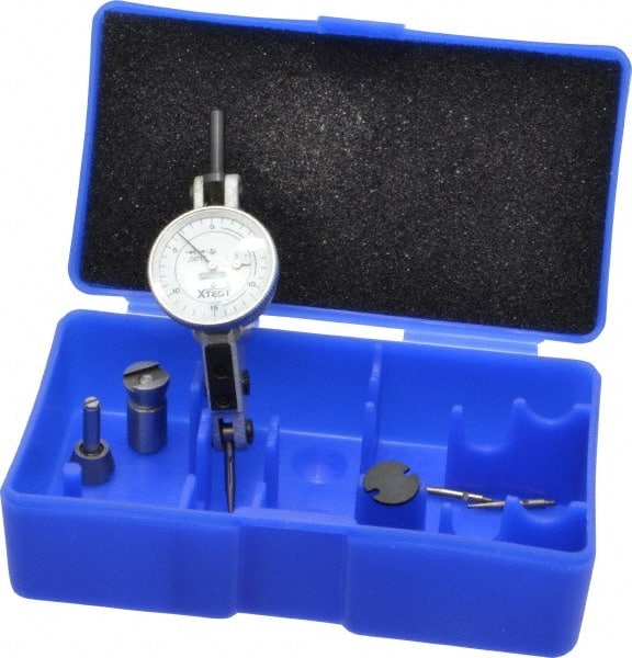 Fowler - 0.06 Inch Range, 0.001 Inch Dial Graduation, Horizontal Dial Test Indicator - 1 Inch White Dial, 0-15-0 Dial Reading - Exact Tooling