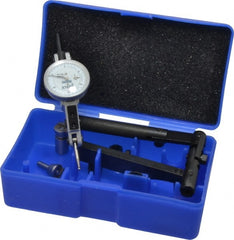 Fowler - 12 Piece, 0" to 0.06" Measuring Range, 1" Dial Diam, 0-15-0 Dial Reading, Horizontal White Dial Test Indicator Kit - 5/8" Contact Point Length, 0.04, 0.08 & 0.12" Ball Diam, 0.0005" Dial Graduation - Exact Tooling
