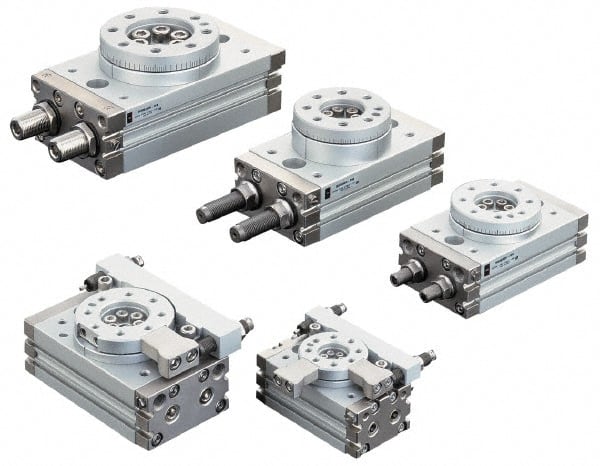 SMC PNEUMATICS - 60mm Table Diam x 18mm Piston Diam Rotary Actuator Table - 14 to 145 psi, 33.05 LBF Radial Load, 30.8 LBS Thrust Load Up, 30.8 LBS Thrust Load Down, M5x0.8 Port, 117mm Long x 65mm Wide x 37mm High - Exact Tooling