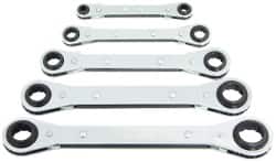 Lang - 5 Pc, 7 x 8 - 15 x 17mm, 12-Point Metric Ratcheting Box Wrench Set - Exact Tooling