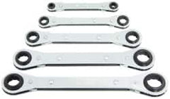 Lang - 5 Pc, 7 x 8 - 15 x 17mm, 12-Point Metric Ratcheting Box Wrench Set - Exact Tooling