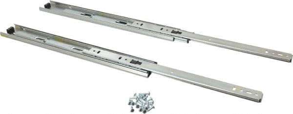 Knape & Vogt - 14" Slide Length, 14" Travel Length, Steel Precision Drawer Slide - 1/2" Wide, 1-13/16" High, 100 Lb Capacity at Full Extension, Chrome Finish - Exact Tooling