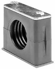 HYDAC - 1.97" Wide x 1.69" High x 1.18" Deep, Polypropylene Standard Duty Stainless Vibration-Control Clamp - Stainless Steel Plate, Mount with Weld Plate, Top Plate, Plastic Clamp Pair, Bolts - Exact Tooling