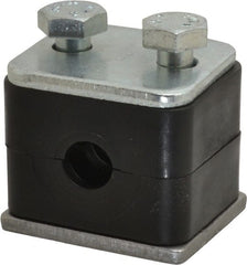 HYDAC - 1.42" Wide x 1.26" High x 1.18" Deep, Polypropylene Standard Duty Vibration-Control Clamp - Carbon Steel Plate, Mount with Weld Plate, Top Plate, Plastic Clamp Pair, Bolts - Exact Tooling
