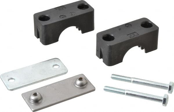 HYDAC - 2.83" Wide x 2.52" High x 1.18" Deep, Polypropylene Standard Duty Vibration-Control Clamp - Carbon Steel Plate, Mount with Weld Plate, Top Plate, Plastic Clamp Pair, Bolts - Exact Tooling