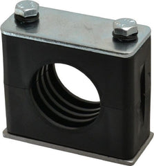 HYDAC - 2.83" Wide x 2.52" High x 1.18" Deep, Polypropylene Standard Duty Vibration-Control Clamp - Carbon Steel Plate, Mount with Weld Plate, Top Plate, Plastic Clamp Pair, Bolts - Exact Tooling
