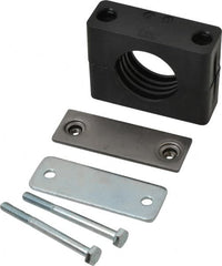HYDAC - 2.83" Wide x 2.52" High x 1.18" Deep, Polypropylene Standard Duty Vibration-Control Clamp - Carbon Steel Plate, Mount with Weld Plate, Top Plate, Plastic Clamp Pair, Bolts - Exact Tooling