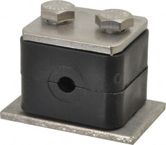 HYDAC - 1.42" Wide x 1.26" High x 1.18" Deep, Polypropylene Standard Duty Stainless Vibration-Control Clamp - Stainless Steel Plate, Mount with Weld Plate, Top Plate, Plastic Clamp Pair, Bolts - Exact Tooling