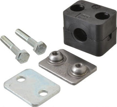 HYDAC - 1.65" Wide x 1.42" High x 1.18" Deep, Polypropylene Standard Duty Vibration-Control Clamp - Carbon Steel Plate, For 1/4" Pipe, Mount with Weld Plate, Top Plate, Plastic Clamp Pair, Bolts - Exact Tooling