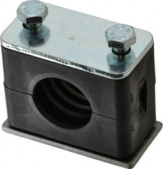 HYDAC - 2.32" Wide x 1.89" High x 1.18" Deep, Polypropylene Standard Duty Vibration-Control Clamp - Carbon Steel Plate, For 3/4" Pipe, Mount with Weld Plate, Top Plate, Plastic Clamp Pair, Bolts - Exact Tooling