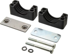 HYDAC - 2.83" Wide x 2.52" High x 1.18" Deep, Polypropylene Standard Duty Vibration-Control Clamp - Carbon Steel Plate, For 1-1/4" Pipe, Mount with Weld Plate, Top Plate, Plastic Clamp Pair, Bolts - Exact Tooling