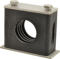 HYDAC - 2.83" Wide x 2.52" High x 1.18" Deep, Polypropylene Standard Duty Vibration-Control Clamp - Stainless Steel Plate, For 1" Pipe, Mount with Weld Plate, Top Plate, Plastic Clamp Pair, Bolts - Exact Tooling
