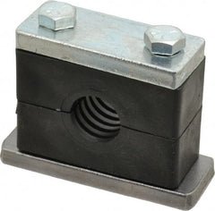 HYDAC - 3.35" Wide x 2.99" High x 1.18" Deep, Polypropylene Heavy Duty Vibration-Control Clamp - Carbon Steel Plate, Mount with Weld Plate, Top Plate, Plastic Clamp Pair, Bolts - Exact Tooling