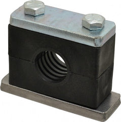 HYDAC - 3.35" Wide x 2.52" High x 1.18" Deep, Polypropylene Heavy Duty Vibration-Control Clamp - Carbon Steel Plate, Mount with Weld Plate, Top Plate, Plastic Clamp Pair, Bolts - Exact Tooling