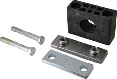 HYDAC - 3.94" Wide x 2.99" High x 1.18" Deep, Polypropylene Heavy Duty Vibration-Control Clamp - Carbon Steel Plate, Mount with Weld Plate, Top Plate, Plastic Clamp Pair, Bolts - Exact Tooling
