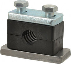 HYDAC - 2.87" Wide x 1.89" High x 1.18" Deep, Polypropylene Heavy Duty Vibration-Control Clamp - Carbon Steel Plate, For 3/8" Pipe, Mount with Weld Plate, Top Plate, Plastic Clamp Pair, Bolts - Exact Tooling