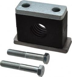 HYDAC - 3.35" Wide x 2.52" High x 1.18" Deep, Polypropylene Heavy Duty Vibration-Control Clamp - Carbon Steel Plate, For 3/4" Pipe, Mount with Weld Plate, Top Plate, Plastic Clamp Pair, Bolts - Exact Tooling