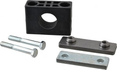 HYDAC - 3.94" Wide x 2.99" High x 1.18" Deep, Polypropylene Heavy Duty Vibration-Control Clamp - Carbon Steel Plate, For 1" Pipe, Mount with Weld Plate, Top Plate, Plastic Clamp Pair, Bolts - Exact Tooling