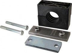 HYDAC - 5.51" Wide x 4.33" High x 1.77" Deep, Polypropylene Heavy Duty Vibration-Control Clamp - Carbon Steel Plate, For 1-1/2" Pipe, Mount with Weld Plate, Top Plate, Plastic Clamp Pair, Bolts - Exact Tooling