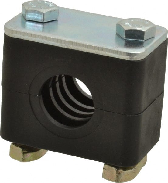HYDAC - 1.97" Wide x 1.69" High x 1.18" Deep, Polypropylene Standard Duty C-Rail Mount Vibration-Control Clamp - Carbon Steel Plate, Mount with C-Rail Nuts, Top plates, Clamp Pairs, and Bolts - Exact Tooling