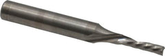 Onsrud - 1/8" Cutting Diam x 1/2" Length of Cut, 1 Flute, Downcut Spiral Router Bit - Uncoated, Right Hand Cut, Solid Carbide, 2" OAL x 1/4" Shank Diam, Single Edge, 21° Helix Angle - Exact Tooling