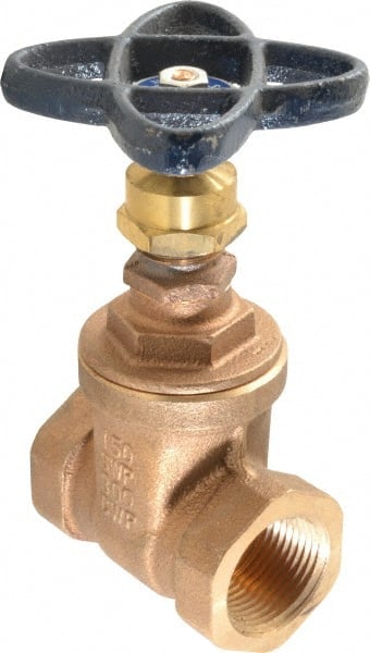 NIBCO - 1" Pipe, Class 150, Threaded Bronze Solid Wedge Stem Gate Valve - 300 WOG, 150 WSP, Screw-In Bonnet - Exact Tooling