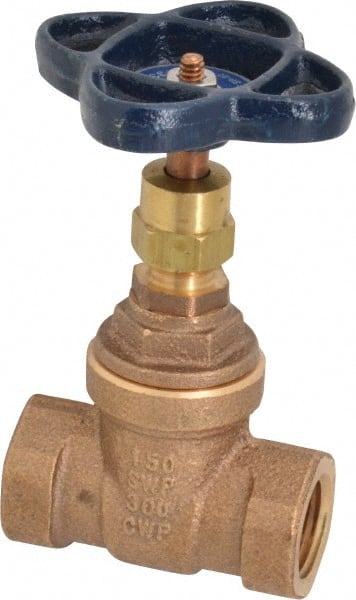 NIBCO - 1/2" Pipe, Class 150, Threaded Bronze Solid Wedge Stem Gate Valve - 300 WOG, 150 WSP, Screw-In Bonnet - Exact Tooling