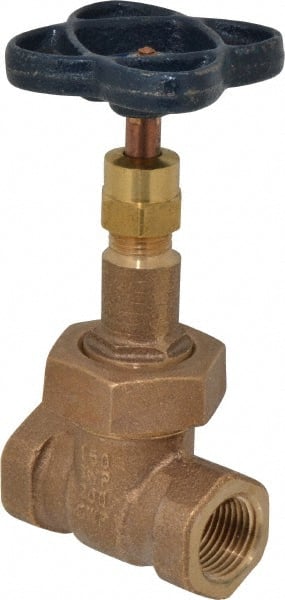 NIBCO - 1/2" Pipe, Class 150, Threaded Bronze Solid Wedge Rising Stem Gate Valve - 300 WOG, 150 WSP, Bolted Bonnet - Exact Tooling