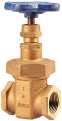 NIBCO - 1-1/4" Pipe, Class 150, Threaded Bronze Solid Wedge Stem Gate Valve - 300 WOG, 150 WSP, Union Bonnet - Exact Tooling
