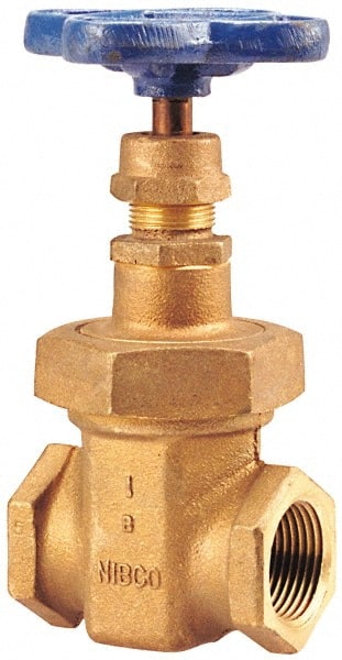 NIBCO - 2-1/2" Pipe, Class 150, Threaded Bronze Solid Wedge Stem Gate Valve - 300 WOG, 150 WSP, Union Bonnet - Exact Tooling