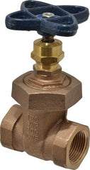 NIBCO - 1" Pipe, Class 150, Threaded Bronze Solid Wedge Stem Gate Valve - 300 WOG, 150 WSP, Union Bonnet - Exact Tooling