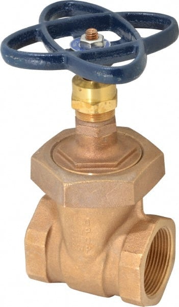 NIBCO - 1-1/2" Pipe, Class 150, Threaded Bronze Solid Wedge Stem Gate Valve - 300 WOG, 150 WSP, Union Bonnet - Exact Tooling