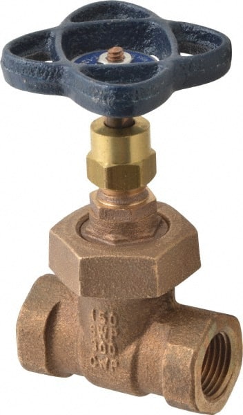 NIBCO - 1/2" Pipe, Class 150, Threaded Bronze Solid Wedge Stem Gate Valve - 300 WOG, 150 WSP, Union Bonnet - Exact Tooling