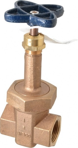 NIBCO - 1" Pipe, Class 200, Threaded Bronze Alloy Solid Wedge Rising Stem Gate Valve - 400 WOG, 200 WSP, Union Bonnet - Exact Tooling