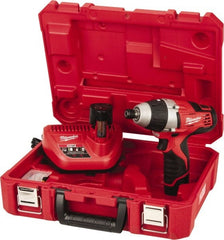 Milwaukee Tool - 12 Volts, Lithium-Ion Battery, 1/4 Inch Keyless Chuck, Pistol Grip Cordless Drill - Exact Tooling
