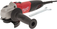 Milwaukee Tool - 4-1/2" Wheel Diam, 11,000 RPM, Corded Angle & Disc Grinder - 5/8-11 Spindle, 120 Volts, 7 Amps, Front Exhaust - Exact Tooling