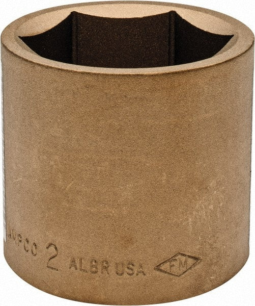 Ampco - 2", 3/4" Drive, Standard Hand Socket - 6 Points, 2-9/16" OAL, Aluminum Bronze - Exact Tooling