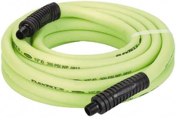 Legacy - 1/2" ID x 0.74" OD 25' Long Multipurpose Air Hose - MNPT x MNPT Ends, 300 Working psi, 140°, 3/8" Fitting, Green - Exact Tooling