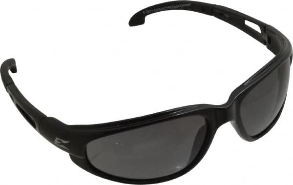 Edge Eyewear - Smoke Lenses, Framed Safety Glasses - Scratch Resistant, Black Nylon TR90 Frame, Size Universal, Wrap Around - Exact Tooling