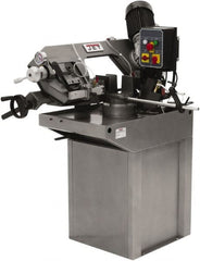 Jet - 7 x 7" Max Capacity, Manual Step Pulley Horizontal Bandsaw - 137 to 275 SFPM Blade Speed, 230 Volts, 45°, 3 Phase - Exact Tooling