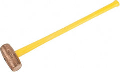 American Hammer - 12 Lb Head Nonsparking Hammer - 34" OAL, 31" Long Fiberglass Handle - Exact Tooling