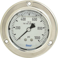 Wika - 2-1/2" Dial, 1/4 Thread, 0-1,000 Scale Range, Pressure Gauge - Lower Back Connection Mount, Accurate to 2-1-2% of Scale - Exact Tooling