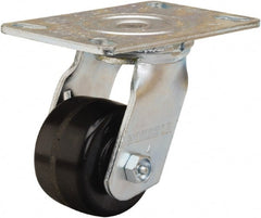 Hamilton - 3-1/4" Diam x 2" Wide x 5-1/4" OAH Top Plate Mount Swivel Caster - Phenolic, 700 Lb Capacity, Straight Roller Bearing, 4-1/2 x 6-1/4" Plate - Exact Tooling
