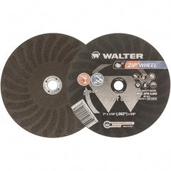WALTER Surface Technologies - 7" 30 Grit Aluminum Oxide Cutoff Wheel - 1/16" Thick, 5/8" Arbor, 8,600 Max RPM, Use with Circular Saws - Exact Tooling