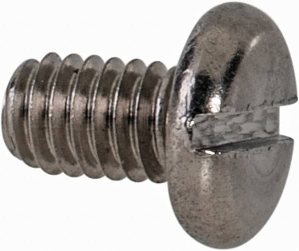 Value Collection - M2.5x0.45 Metric Coarse, 4mm Length Under Head Slotted Drive Machine Screw - Pan Head, Grade 18-8 & A2 Stainless Steel, Uncoated, Without Washer - Exact Tooling