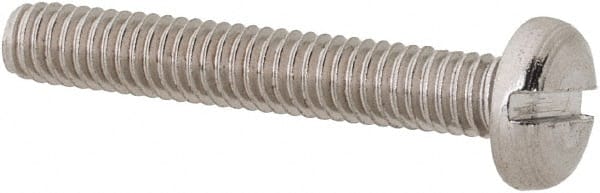 Value Collection - M2.5x0.45 Metric Coarse, 16mm Length Under Head Slotted Drive Machine Screw - Pan Head, Grade 18-8 & A2 Stainless Steel, Uncoated, Without Washer - Exact Tooling