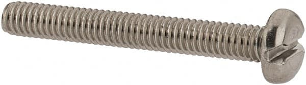 Value Collection - M2.5x0.45 Metric Coarse, 20mm Length Under Head Slotted Drive Machine Screw - Pan Head, Grade 18-8 & A2 Stainless Steel, Uncoated, Without Washer - Exact Tooling