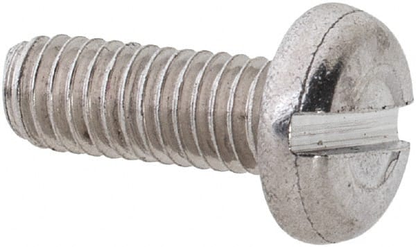 Value Collection - M3x0.50 Metric Coarse, 8mm Length Under Head Slotted Drive Machine Screw - Pan Head, Grade 18-8 & A2 Stainless Steel, Uncoated, Without Washer - Exact Tooling